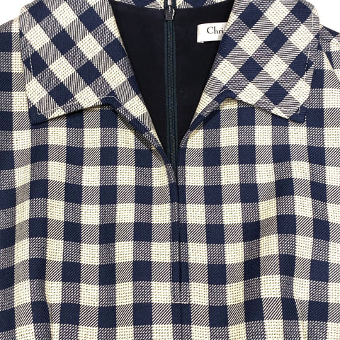【中古】 Christian Dior クリスチャンディオール ONEPIECE チェック柄フレンチスリーブワンピース 34 USED 中古 CLOTHES 洋服