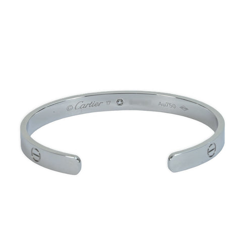 【中古】CARTIER カルティエ K18WG DIAMOND LOVE BRACELET OPEN BANGLE ラブブレス オープン クラシックモデル ワンダイヤ  26.3g