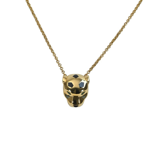 【中古】CARTIER カルティエ K18YG PANTHERE パンテール ドゥ カルティエ  ツァボライト/オニキス/ブラックラッカー ネックレス 10.7g