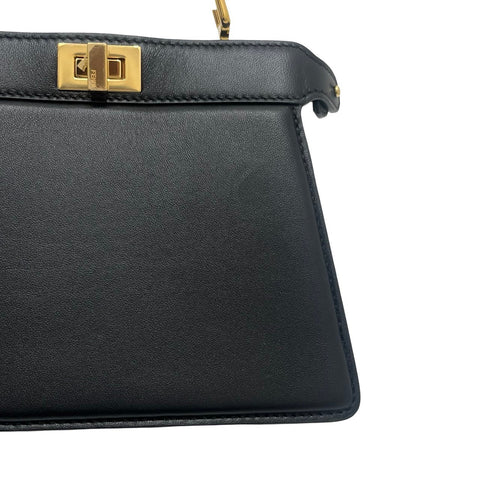 【中古】 FENDI フェンディ ピーカブーISeeUプチ BLACK カーフレザー ショルダーバッグ ハンドバッグ USED バッグ