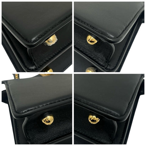 【中古】 FENDI フェンディ ピーカブーISeeUプチ BLACK カーフレザー ショルダーバッグ ハンドバッグ USED バッグ