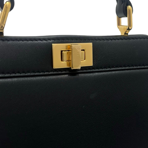 【中古】 FENDI フェンディ ピーカブーISeeUプチ BLACK カーフレザー ショルダーバッグ ハンドバッグ USED バッグ