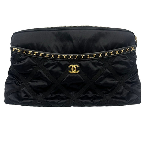 【中古】 CHANEL シャネル CLUTCH TOTE 2WAY BAG クラッチトート２WAYバッグ トートバッグ 31番台(2021年) ブラック ナイロンレザー 中古 BLACK NYLON LEATHER USED バッグ