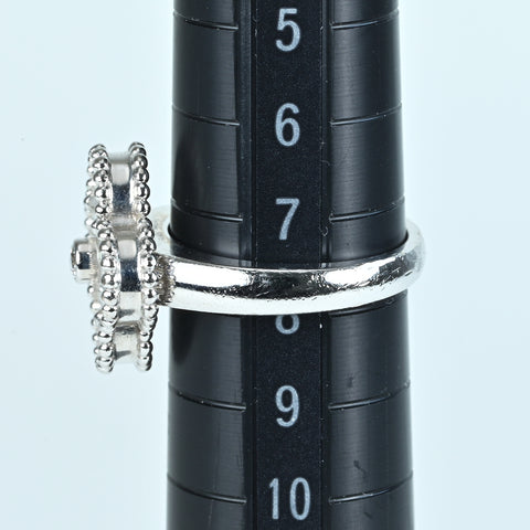 【中古】Van Cleef ＆ Arpels ヴァンクリーフ＆アーペル K18WG VINTAGE ALHAMBRA ヴィンテージアルハンブラ マザーオブパールリング ＃48 6.73g BOX 保証書