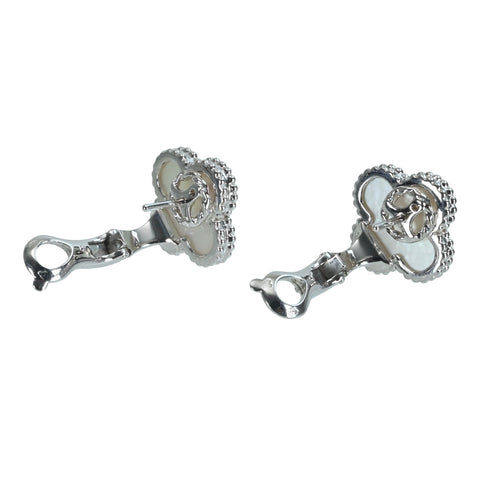 【中古】Van Cleef＆Arpels ヴァンクリーフ＆アーペル K18WG VINTAGE ALHAMBRA ヴィンテージアルハンブラ マザーオブパールピアス 7.8g