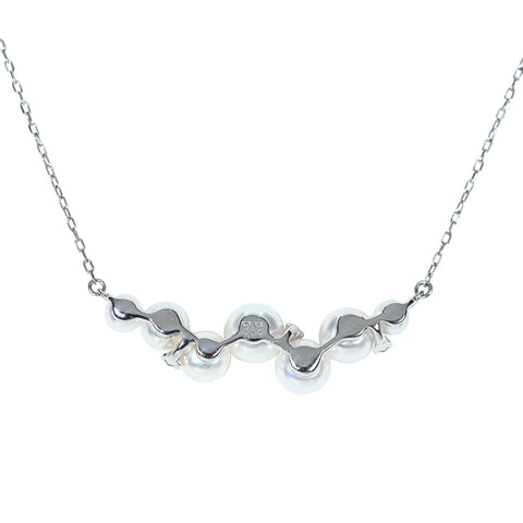 [Excellent Condition] K18WG AKOYA PEARL NECKLACE Akoya Pearl Pendant Necklace P3.9-6.7mm D0.04ct 4.4g 44cm