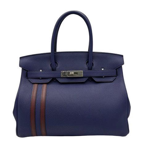 【中古】 Hermes エルメス BIRKIN30 バーキン30 ハンドバッグ C刻(2018年) ブルーエンカー/ボルドー トゴ 中古 USED バッグ