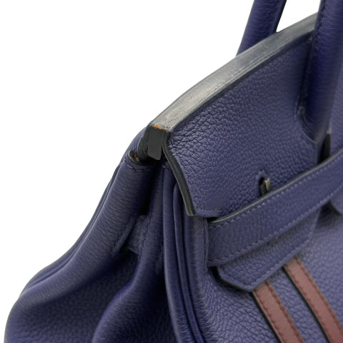 【中古】 Hermes エルメス BIRKIN30 バーキン30 ハンドバッグ C刻(2018年) ブルーエンカー/ボルドー トゴ 中古 USED バッグ