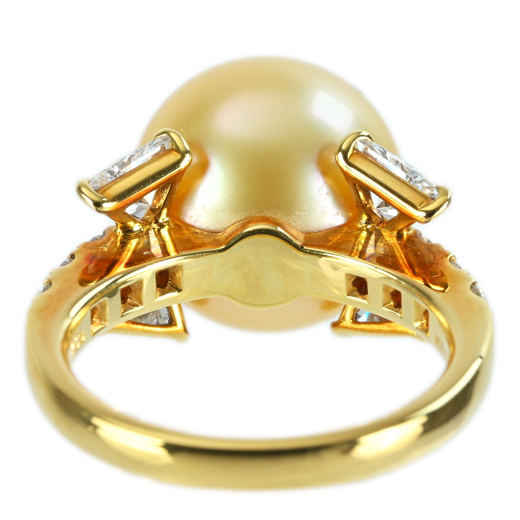 中古】MIKIMOTO ミキモト K18YG GOLDEN PEARL RING P11.8mm D1.07ct