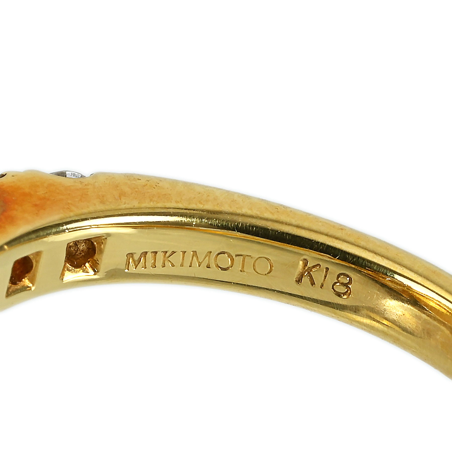 中古】MIKIMOTO ミキモト K18YG GOLDEN PEARL RING P11.8mm D1.07ct