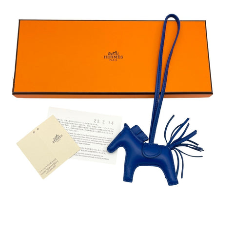 【中古】 Hermes エルメス RODEO CHARM PM ロデオチャームPM CHARM ブルー レザー 中古 BLUE LAETHER