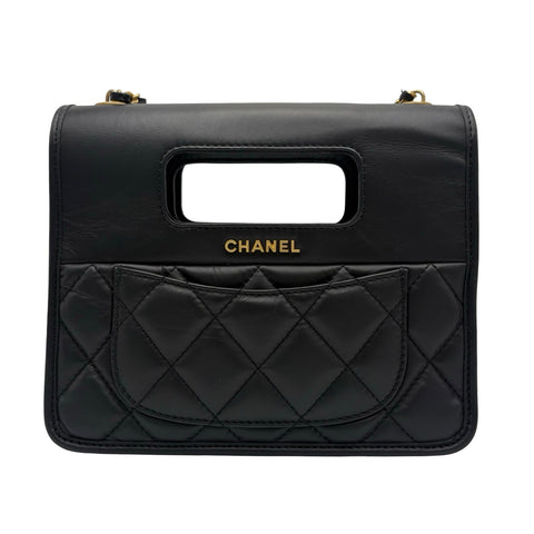 【中古】 CHANEL シャネル MINI FLAP BAG ミニフラップバッグ ショルダーバッグ ランダム番(2021年～) ブラック カーフスキン 中古 USED バッグ