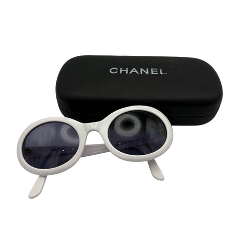 【中古】 CHANEL シャネル SUNGLASS サングラス 小物 ホワイト 中古