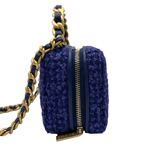 【中古】 CHANEL シャネル MINI CHAIN BAG ミニツイードチェーンバッグ チェーンショルダー ランダム番(2021年～) ブルー/パープル ツイード USED 中古 バッグ