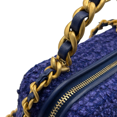【中古】 CHANEL シャネル MINI CHAIN BAG ミニツイードチェーンバッグ チェーンショルダー ランダム番(2021年～) ブルー/パープル ツイード USED 中古 バッグ