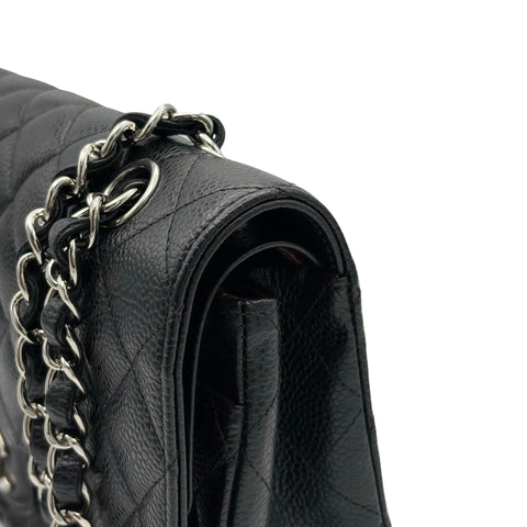 【中古】 CHANEL シャネル MATELASSE マトラッセ ダブルフラップ チェーンショルダー 18番台(2014年) ブラック キャビアスキン 中古 USED バッグ