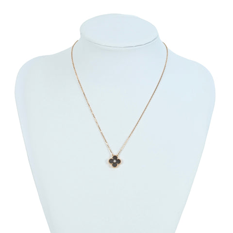 【中古】Van Cleef & Arpels ヴァンクリーフ＆アーペル K18PG VINTAGE ALHAMBRA NECKLACE シルバーオブシディアン ヴィンテージアルハンブラネックレス 2023年ホリデー限定品 6.4g