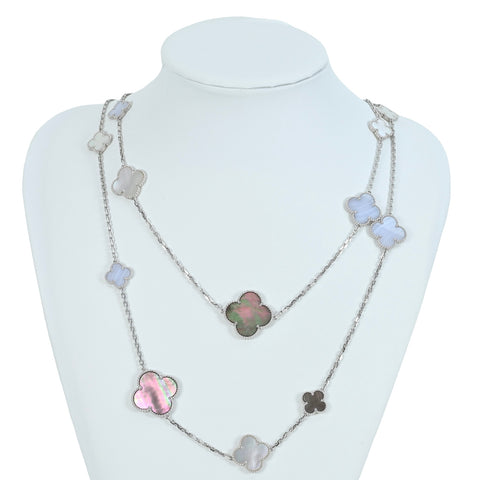 【中古】Van Cleef & Arpels ヴァンクリーフ＆アーペル K18WG MAGIC ALHAMBRA NECKLACE マジックアルハンブラ ロングネックレス、16モチーフ 72g