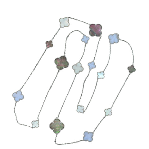 【中古】Van Cleef & Arpels ヴァンクリーフ＆アーペル K18WG MAGIC ALHAMBRA NECKLACE マジックアルハンブラ ロングネックレス、16モチーフ 72g