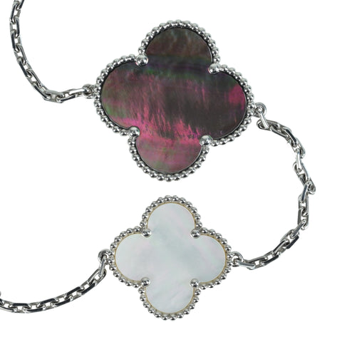 【中古】Van Cleef & Arpels ヴァンクリーフ＆アーペル K18WG MAGIC ALHAMBRA NECKLACE マジックアルハンブラ ロングネックレス、16モチーフ 72g