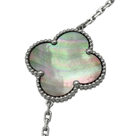 【中古】Van Cleef & Arpels ヴァンクリーフ＆アーペル K18WG MAGIC ALHAMBRA NECKLACE マジックアルハンブラ ロングネックレス、16モチーフ 72g