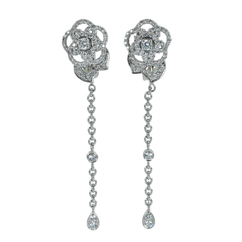 【中古】CHANEL シャネル K18WG DIAMOND カメリア ダイヤモンド イヤリング 5.6g