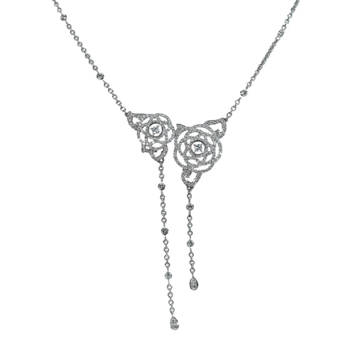 【中古】CHANEL シャネル K18WG DIAMOND カメリア ダイヤモンドペンダントネックレス 12.9g