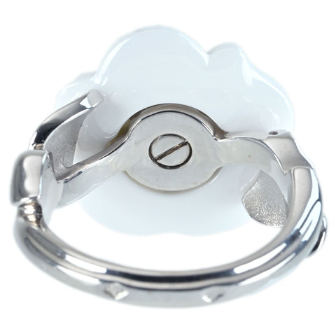 【中古】CHANEL シャネル K18WG CAMELLIA RING ホワイトアゲート カメリアリング 11.6g #14