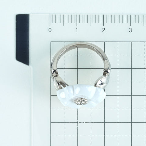 【中古】CHANEL シャネル K18WG CAMELLIA RING ホワイトアゲート カメリアリング 11.6g #14