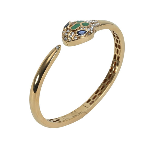 【中古】BVLGARI ブルガリ K18PG セルペンティ セドゥットーリ サファイアブレスレット  21.0g