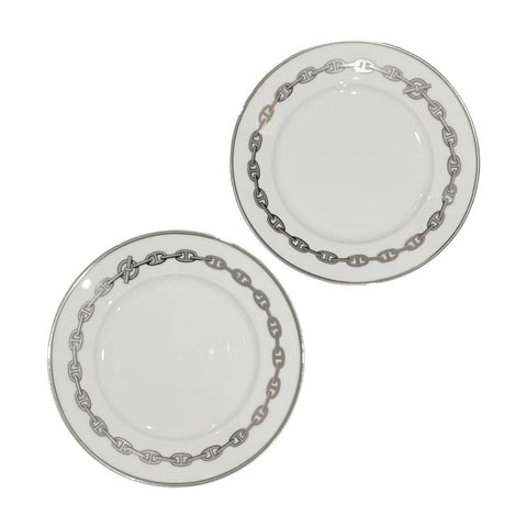 [Unused] Hermes Chaine d'Ancre Plates, Small Items, Ceramic, Plates, Set of 2, Unused 