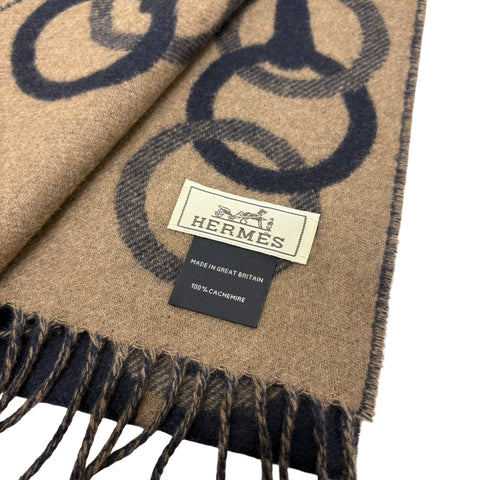【新品未使用】 Hermes エルメス カシミヤマフラー 《エニー・モール》 小物 マリン / エトゥープ カシミヤ 100% 新品未使用