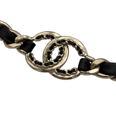 【中古】 CHANEL シャネル カチューシャ＆チョーカー 小物 ブラック/ゴールド レザー/GP 中古 BLACK