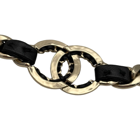 【中古】 CHANEL シャネル カチューシャ＆チョーカー 小物 ブラック/ゴールド レザー/GP 中古 BLACK