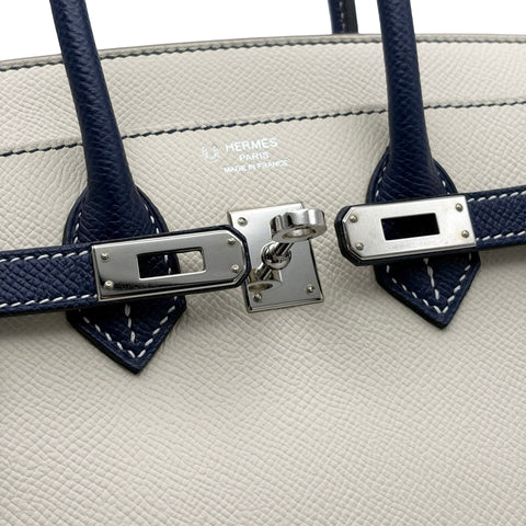 【中古】 Hermes エルメス BIRKIN25 バーキン25 ハンドバッグ A刻(2017年) クレ/ブルー系 エプソン パーソナルオーダー 中古 USED バッグ