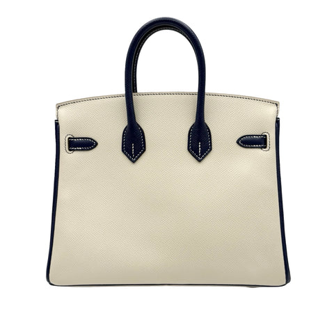 【中古】 Hermes エルメス BIRKIN25 バーキン25 ハンドバッグ A刻(2017年) クレ/ブルー系 エプソン パーソナルオーダー 中古 USED バッグ