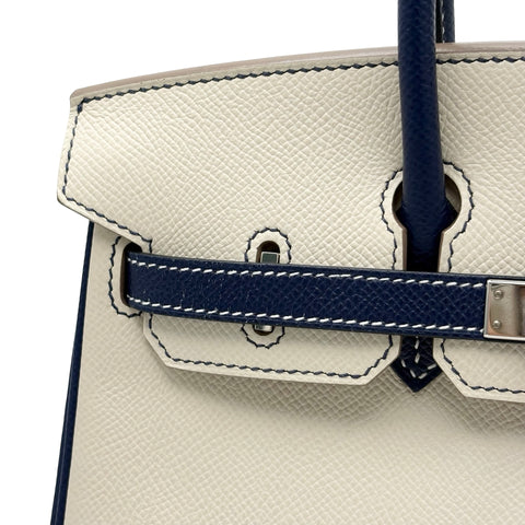 【中古】 Hermes エルメス BIRKIN25 バーキン25 ハンドバッグ A刻(2017年) クレ/ブルー系 エプソン パーソナルオーダー 中古 USED バッグ