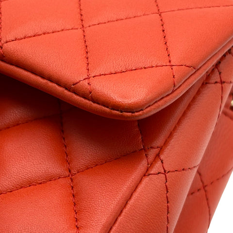 【中古】 CHANEL シャネル MINI MATELASSE FLAP BAG ミニマトラッセ ショルダーバッグ 24番台(2017年) レッド系 ラムスキン 中古 USED SALE