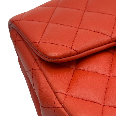 【中古】 CHANEL シャネル MINI MATELASSE FLAP BAG ミニマトラッセ ショルダーバッグ 24番台(2017年) レッド系 ラムスキン 中古 USED SALE