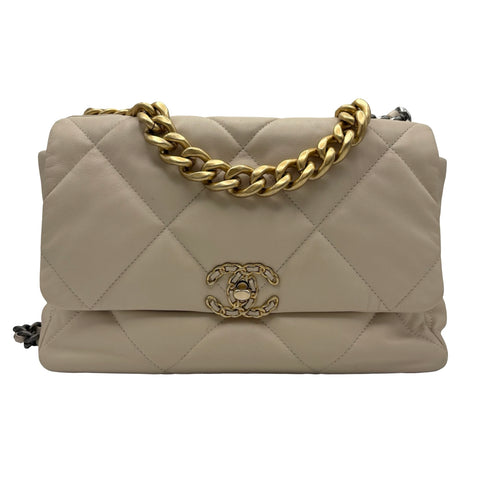 【中古】 CHANEL シャネル CHANEL 19 シャネル19 チェーンショルダー 30番台(2020年) ベージュ ラムスキン 中古 USED バッグ