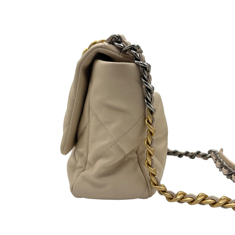 【中古】 CHANEL シャネル CHANEL 19 シャネル19 チェーンショルダー 30番台(2020年) ベージュ ラムスキン 中古 USED バッグ