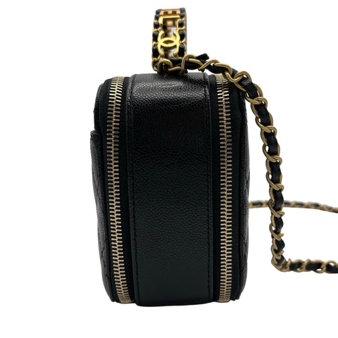 【中古】 CHANEL シャネル LOGO HANDBAG ロゴハンドバッグ ハンドバッグ ICチップ(2021年～) ブラック キャビアスキン 中古 USED バッグ