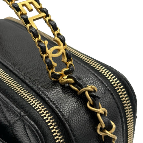 【中古】 CHANEL シャネル LOGO HANDBAG ロゴハンドバッグ ハンドバッグ ICチップ(2021年～) ブラック キャビアスキン 中古 USED バッグ