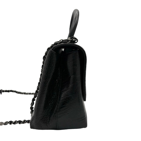 【中古】 CHANEL シャネル COCO HANDLE BAG ココハンドル ショルダーバッグ 21番台(2016年) ブラック リザード USED USED バッグ