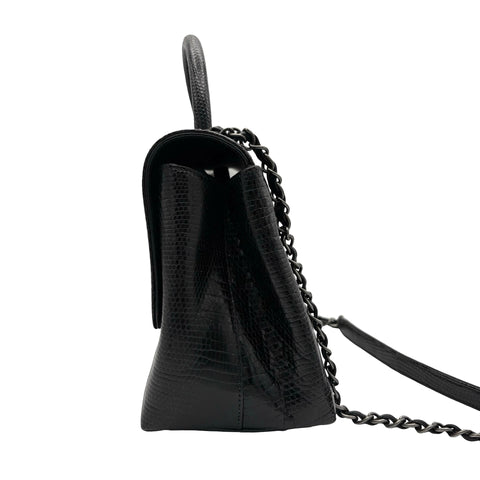 【中古】 CHANEL シャネル COCO HANDLE BAG ココハンドル ショルダーバッグ 21番台(2016年) ブラック リザード USED USED バッグ