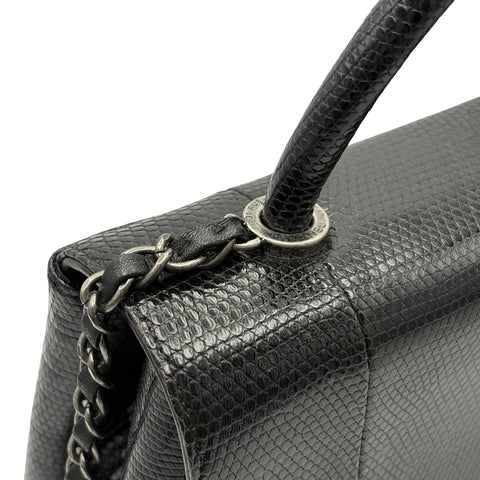 【中古】 CHANEL シャネル COCO HANDLE BAG ココハンドル ショルダーバッグ 21番台(2016年) ブラック リザード USED USED バッグ