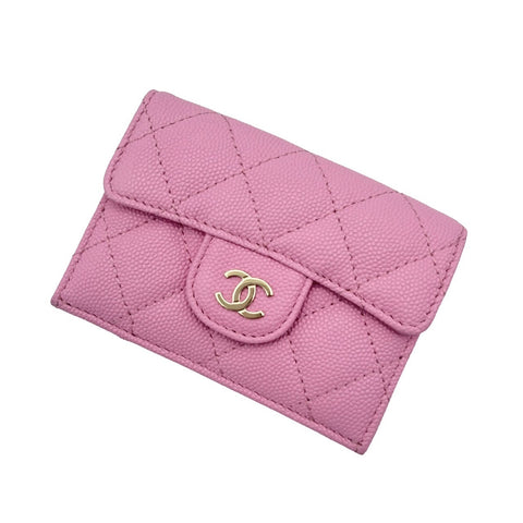 【中古】CHANEL シャネル SMALL FLAP WALLET 三つ折り財布 小物 ピンク キャビアスキン 中古 PINK CAVIARSKIN