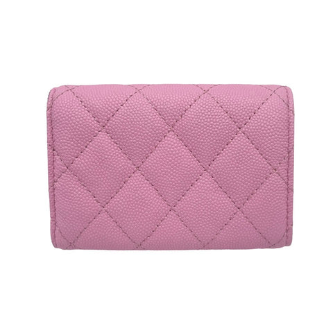 【中古】CHANEL シャネル SMALL FLAP WALLET 三つ折り財布 小物 ピンク キャビアスキン 中古 PINK CAVIARSKIN