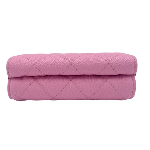 【中古】CHANEL シャネル SMALL FLAP WALLET 三つ折り財布 小物 ピンク キャビアスキン 中古 PINK CAVIARSKIN