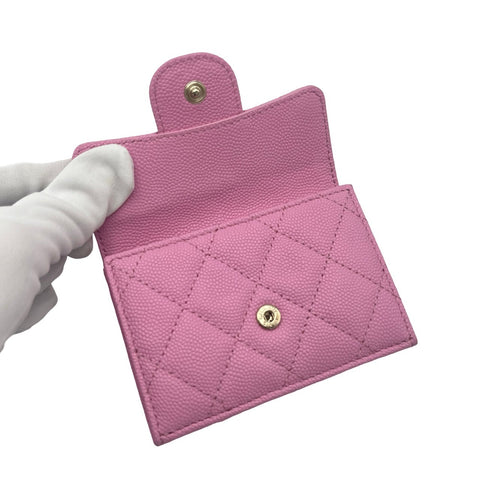 【中古】CHANEL シャネル SMALL FLAP WALLET 三つ折り財布 小物 ピンク キャビアスキン 中古 PINK CAVIARSKIN